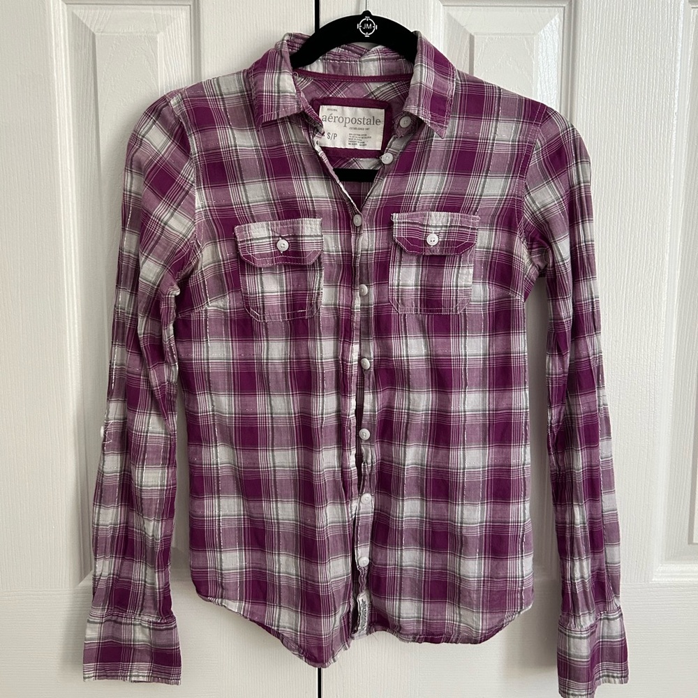 Purple/White Plaid Shirt